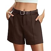 Feiersi Womens Casual High Waisted Elastic Waist Wide Leg Tailored Shorts Pleated Trendy Dressy Work Trouser Shorts