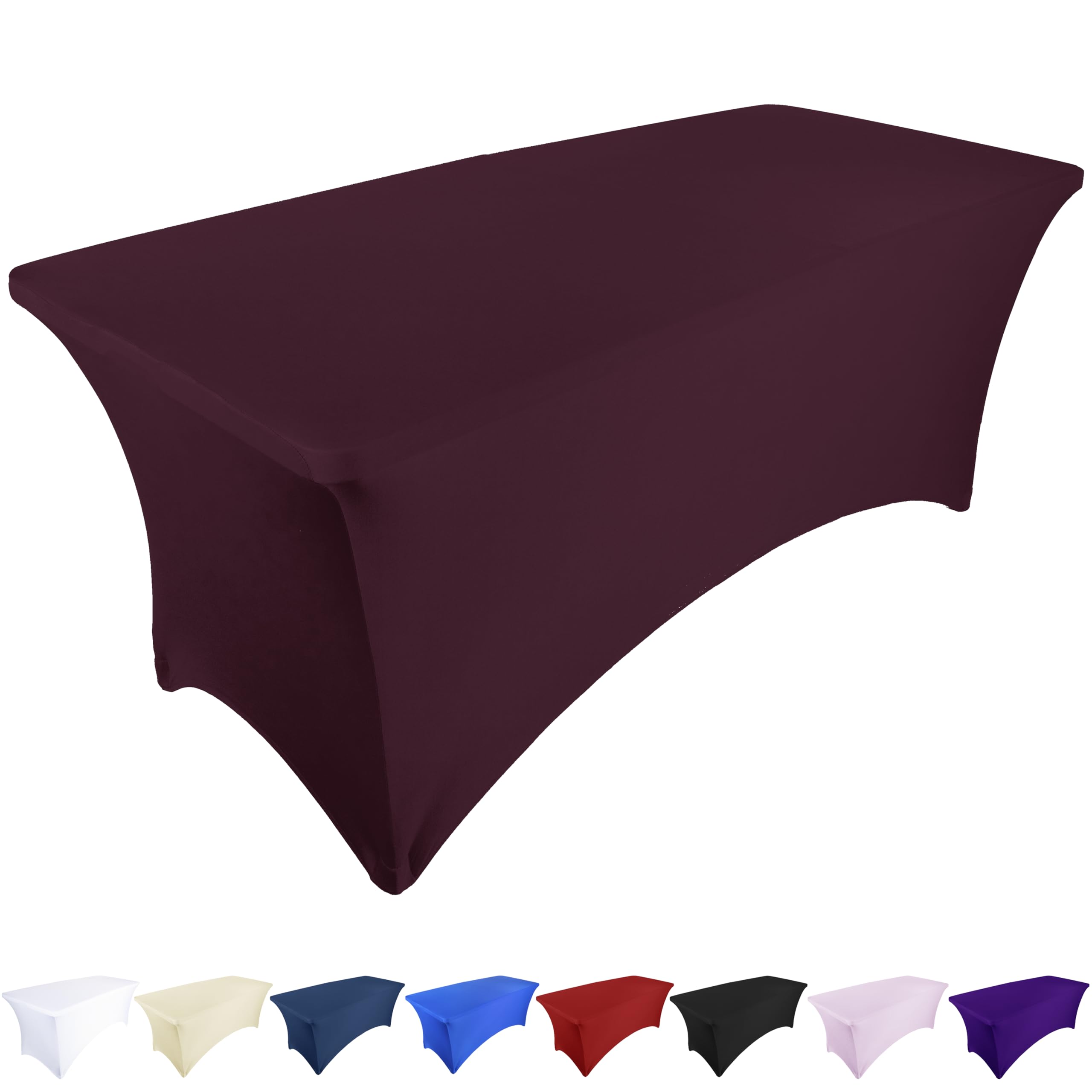 Ocves Stretch Tablecloth 6ft Spandex Table Covers Polyester Fitted Rectangular Stretchable Table Cover Wedding Party Cocktail Bar Craft Exhibitions Washable Burgundy 6ft (1pcs) — image 1