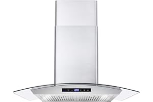 COSMO 668WRCS75 Wall Mount Range Hood with Ducted Exhaust Vent, 3 Speed Fan, Soft Touch Controls, Tempered Glass, Permanent F