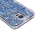Galaxy S5 Case, Galaxy S5 Neo Case, Galaxy S5 Liquid Glitter Case,PHEZEN 3D Creative Design Shiny Quicksand Flowing Bling Glitter Sparkle Heart Clear Hard Case for Samsung Galaxy S5 - Blue Diamonds