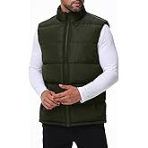 Polu Men's Puffer Vest Water-Resistant Sleeveless Jacket Stand Collar Zipper Winter Warm Outerwear