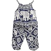 2Pcs/Set Kids Baby Girls Jumpsuit Romper, Elephant Straps Tops+Harem Pants Outfit