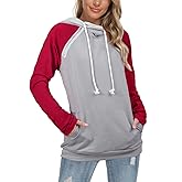 Barlver Women's Casual Hoodies Long Sleeve Sweatshirts Cowl Neck Drawstring Hooded Pullover Top with Pockets