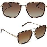 DIFF Jordan Designer Oversized Navigator Sunglasses for Women | 100% UVA/UVB Protection | Tortoise Frames