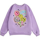 WDIRARA Girl's Cute Smile Graphic Sweatshirts Long Sleeve Crew Neck Pullover Tops