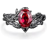 JOOVO Created Ruby Rings Set for Women Red Created Ruby Wedding Band 925 Sterling 10K 14K 18K Gemstone Vintage Inspired Promise Ring for Anniversary Engagement Jewelry Gifts Size4-12