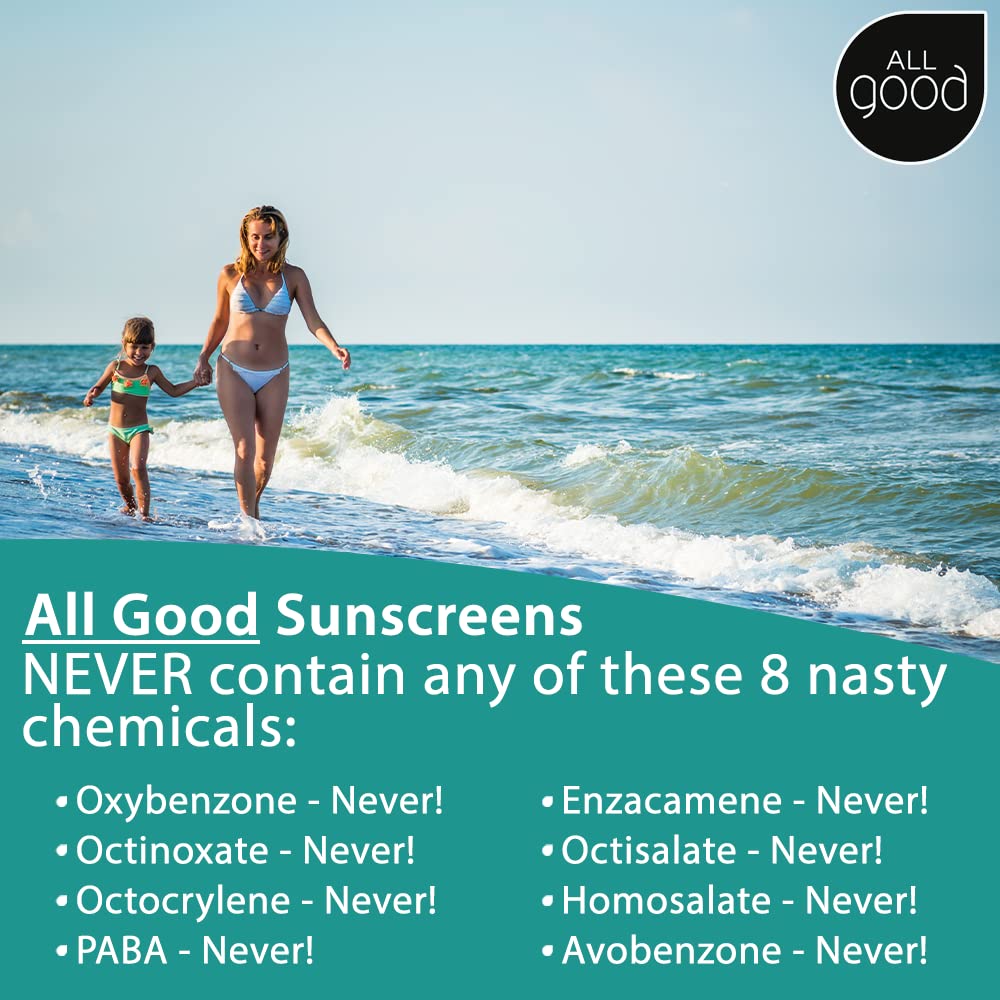 All Good Baby & Kids Sunscreen Spray - UVA/UVB Broad Spectrum, SPF 30, Zinc Oxide, Coral Reef Friendly, Water Resistant, Calendula, Aloe (6 oz)(2-Pack)
