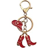 Cute Cowboy Key chain for Woman, Red Color Cowboy Hat and Cowboy Boots Key Ring, Creative Western Jewelry, Horse Lover