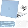 MOSISO Compatible with MacBook Air 13 inch Case 2025 2024 2023 2022 M4 A3240 M3 A3113 M2 A2681, Plastic Hard Shell&Keyboard Cover&Screen Film&Type C for MacBook Air 13.6 inch Case, Air Blue