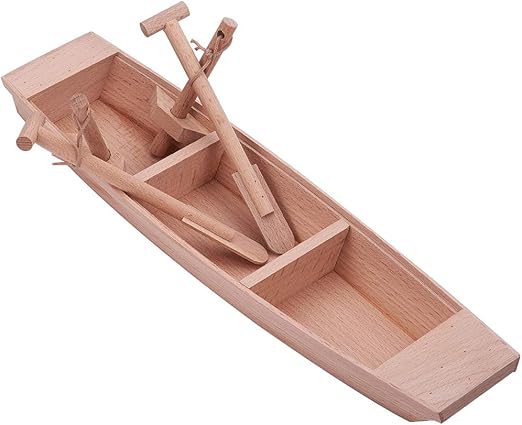 Amazon Com Gorgecraft 1 Set Wooden Boat Unfinished Natural Wood Craft Project Small Model With Oars For Drawing Painting Arts Making Decorations Gift