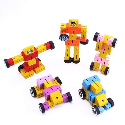 FairOnly Wooden Robot Children Puzzle Toy Develop Brain 18cm*Toy Gift Child