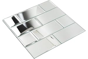 Lovdeco Mirror Subway Tile for Kitchen and Bathroom, 12x12 inch, 5 Sheets