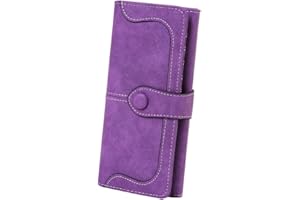 Cynure Women's Vegan Leather 17 Card Slots Card Holder Long Big Bifold Wallet