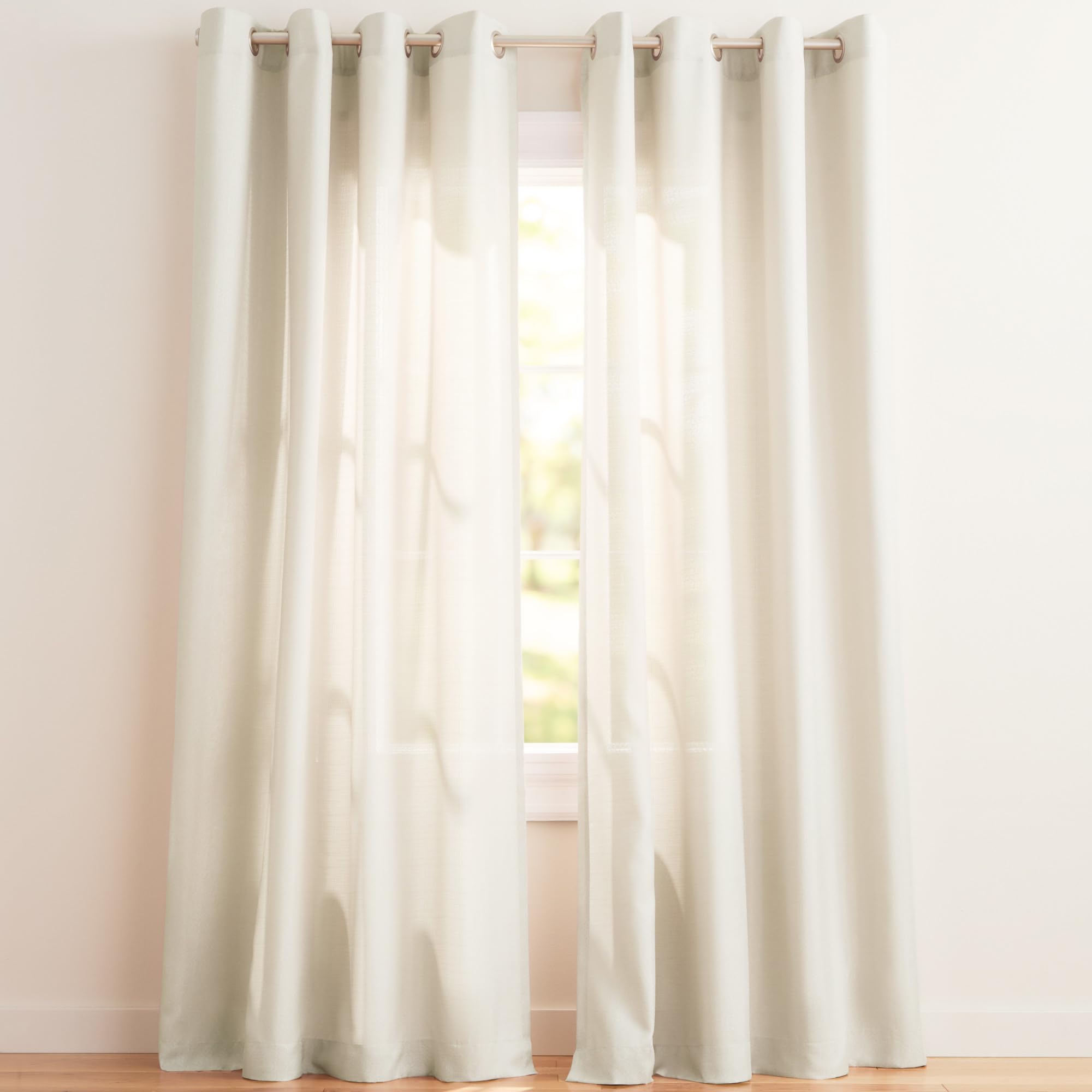 Exclusive Home Loha Linen Grommet Top Curtain Panel Pair, 54"x96", Ivory