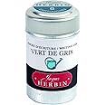 Herbin Jacques Ref 20107T - Universal Writing Snap-In Ink Cartridges - Vert de Gris/Green-Grey - Cylindrical Metal Pot of 6 Cartridges - Grey-Coloured Ink