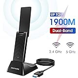 USB WiFi Adapter 1900Mbps Wireless Network Adapter with 4 Antennas 6dBi USB 3.0 Wi-Fi Dongle for Desktop PC Compatible with Windows 10/7/8/8.1/XP Mac OS X 10.6-10.15.4