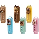 6Pcs Capybara Retractable Erasers, Cute Push Pull Rubber Erasers, Pencil Capybara Eraser for Kids Girls Boys Students School Office Supply Stationery