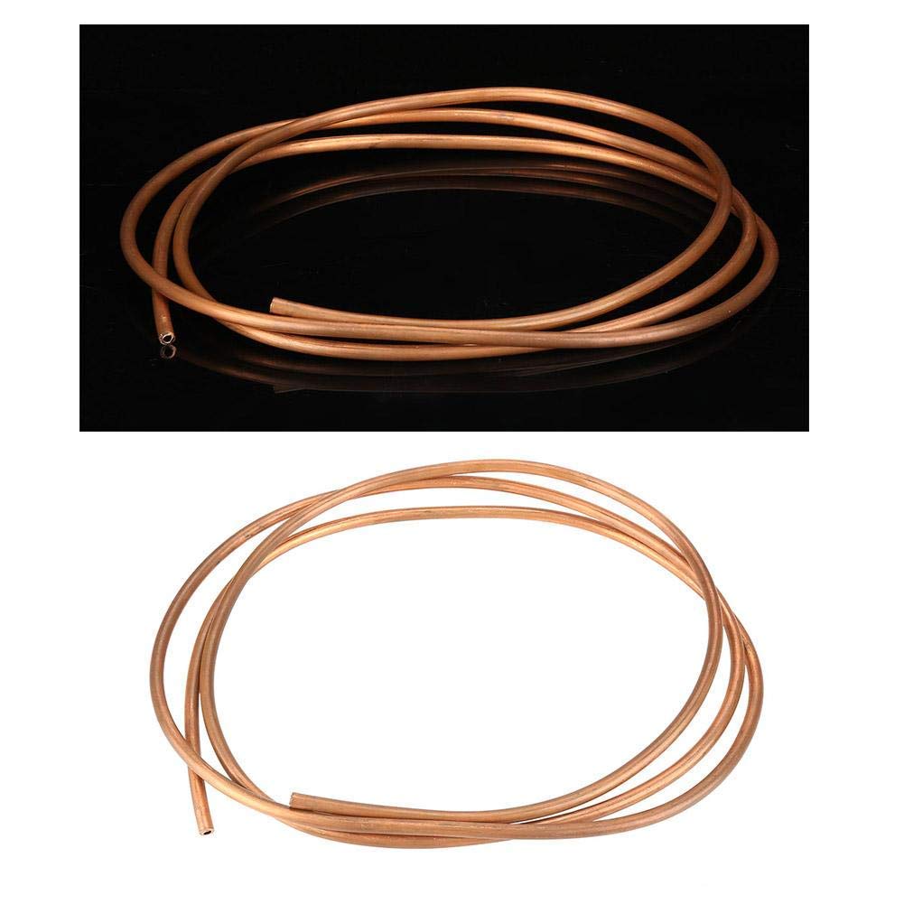 Copper Round Tubing, 2m T2 Soft Copper Coil Tube Pipe, ID 4mm OD 6mm Thickness 1mm, High Plasticity Good Electrical Conductivity, for Refrigeration