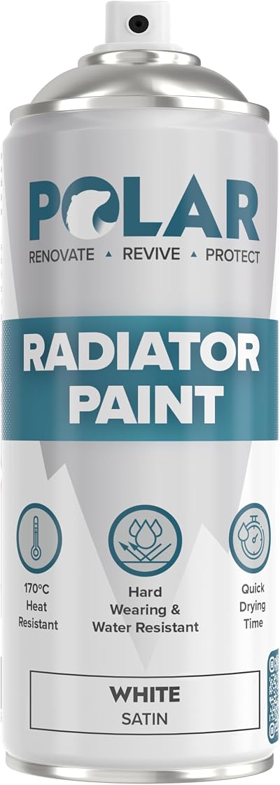 Polar Radiator Spray Paint 400ml White 3-in-1 Primer Under Topcoat Satin