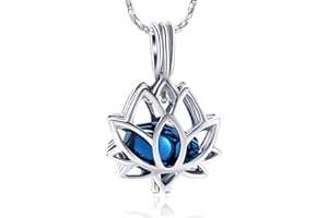 Imrsanl Cremation Jewelry for Ashes - Lotus Flower Ashes Pendant Necklace with Mini Keepsake Urn Memorial Ash Jewelry