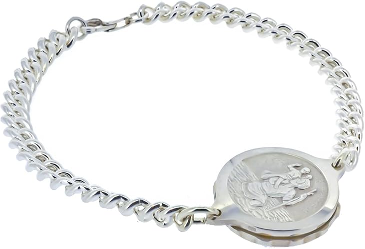 Sterling Silver SOS Talisman Bracelet Ladies St. Christopher Medium