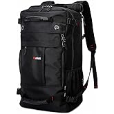 KAKA Travel Backpack,Camping Bag Water Resistant Flight Approved Weekender duffle backpacks Hiking Rucksack for Men Women (Black upgrade)