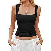 Avidlove Women's Square Neck Tank Top Double Lined Basic Crop Tops Going Out Shirt Slim Fit Summer