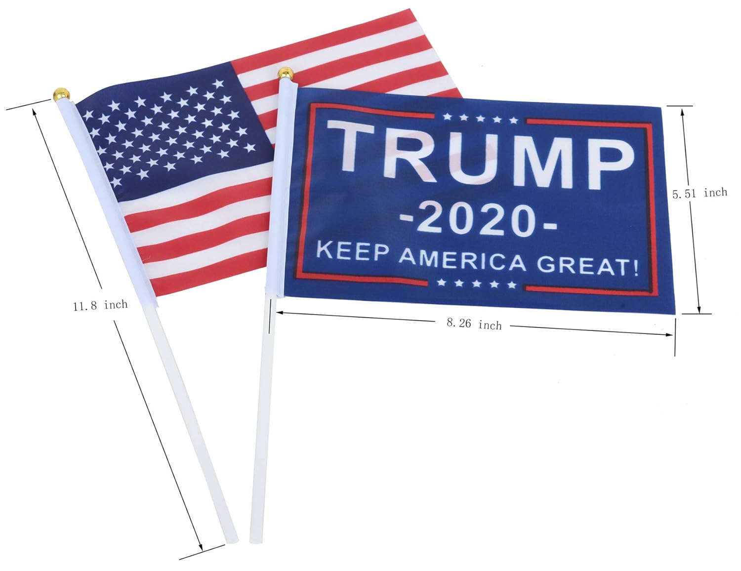 VARWANEO President Donald Trump Table Flag, President Donald Trump Desk Flag Holder (with Base and 4 Flags), can be Hand-held, Used for Office and Home Decoration, parades, Election Day Celebrations.