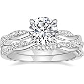 Mameloly 1.5ct Engagement Rings for Women Round Bridal Ring Sets Cubic Zirconia Wedding Band Twisting Infinity Pave Set Size 3-12
