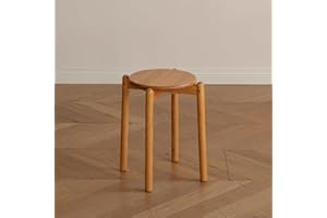 Vadisun Oak Stackable Stool, Small Plant Stand, Round Wooden Stool for Dining Room, Living Room, Entryway, Classroom, School, 15.4" x 15.4" x 16.7”, Natural