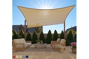 GORILLA GRIP Heavy Duty Sun Shade, UV Protection Fade Tear and Rust Resistant Rectangle Sunshade Canopy, Curved Edges Blocks Sunlight, Breathable Sail, Outdoor Patio, Lawn Garden, 8x10 FT Sand