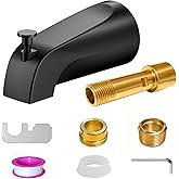 Matte Black Bathtub Spout with Diverter, All Metal,5.3 Inch Tub Spout, Fits 1/2" Copper Slip-On and 1/2" or 3/4" IPS Threaded