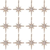 SUNNYCLUE 1 Box 30 Pcs Cubic Zirconia Star Charms North Star Charm Large Bulk Golden Six Pointed Stars Alloy Rhinestone Charms for Jewelry Making Keychain Bracelet Earring DIY Crafts Beginners