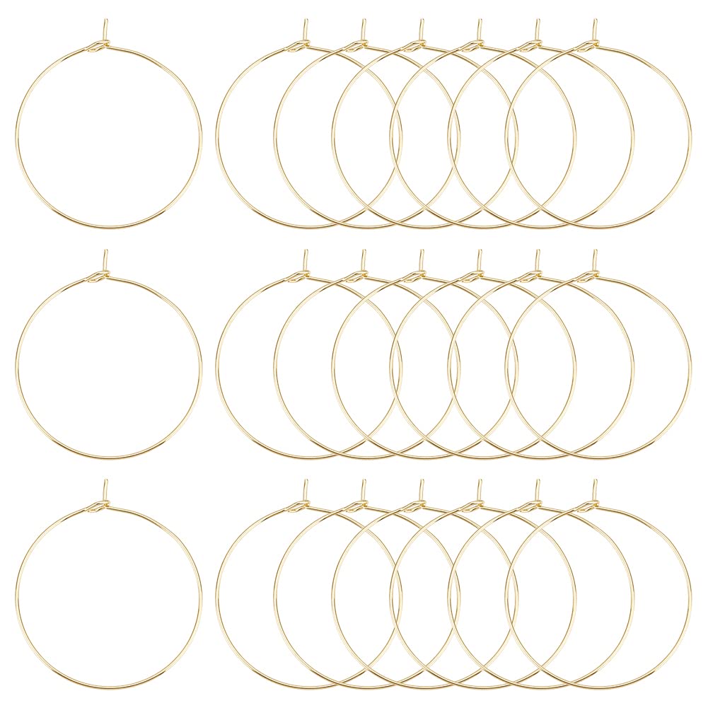 UNICRAFTALE１00pcs 30mm Wine Glass Charms Rings 304 Stainless Steel Hoop Earring Findings Golden DIY Earring Components for Women Basketball Wives Hoop Earrings, Pin 0.7mm