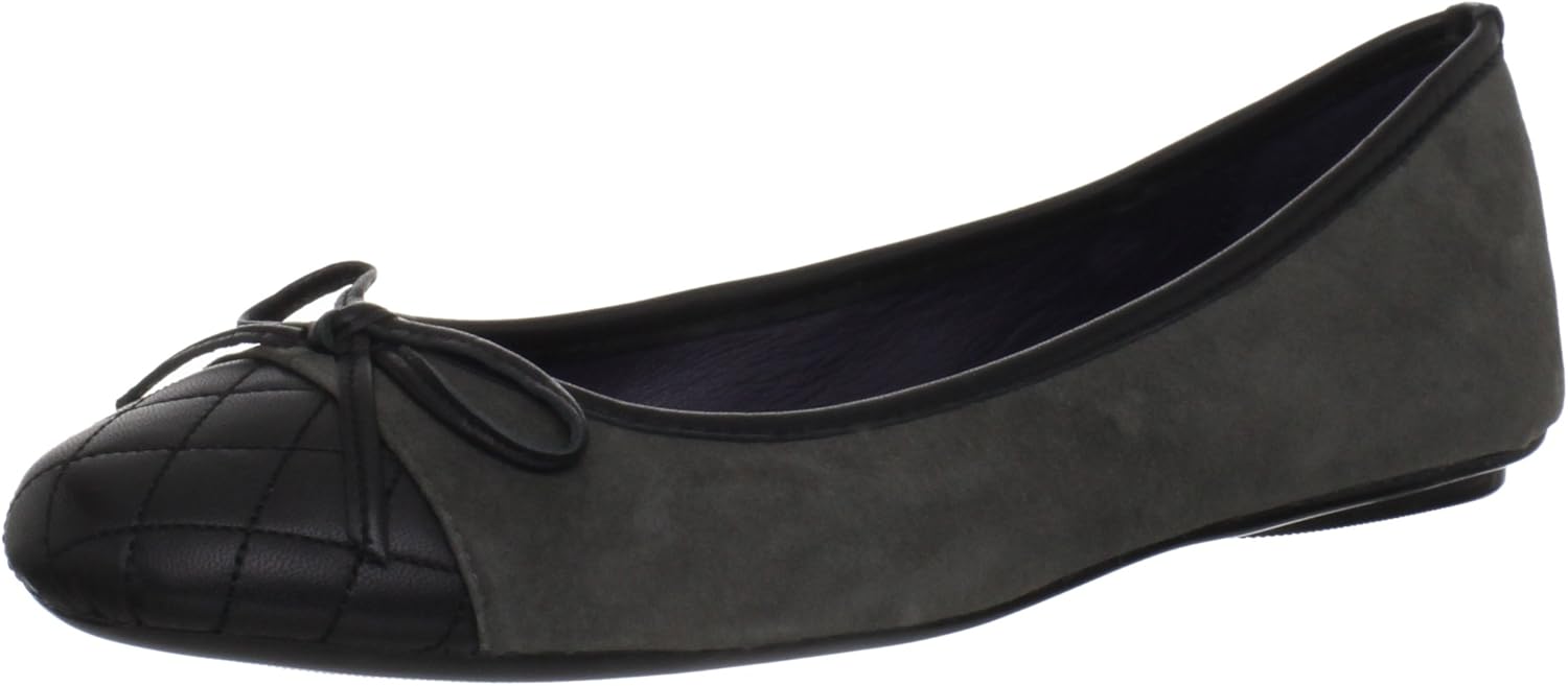 VANELi Women's Bart Ballerina Flat, Dark Grey Suede/Black