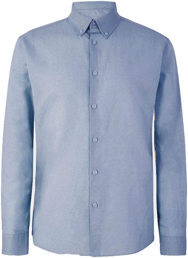 Marks and Spencer M&S Mens Linen Shirt Button Down Collar Long Sleeve Chambray Size Small 