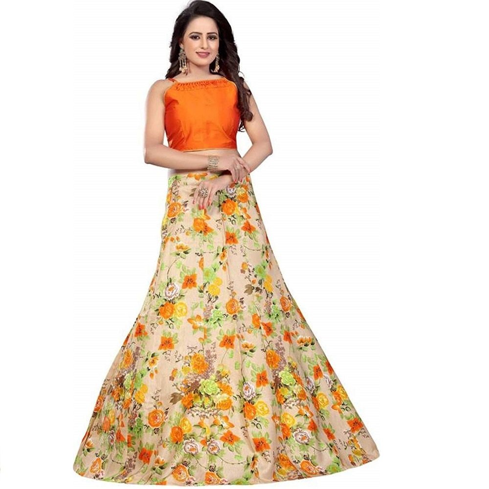 nena fashion girl's party wear semi-stitched lehengha choli(free_size_yellow)