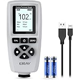 ERAY Mil Thickness Gauge, Coating Thickness Gauges with Backlight LCD Display, Paint Depth Gauge Meter for Car Automotive, Limit Alarm/Data Storage/Export Data/PC Software Analysis (Grey)