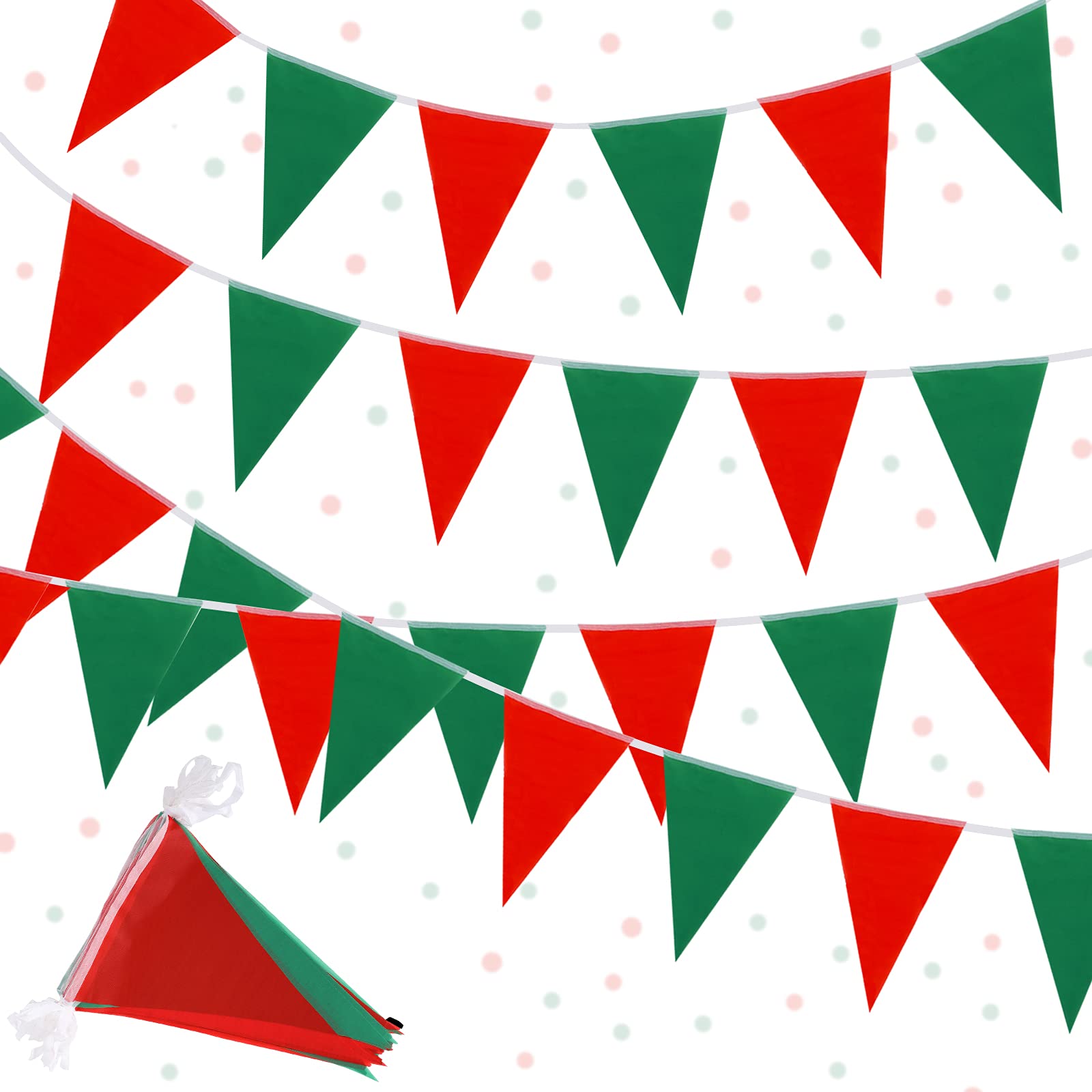 Tatuo Christmas Pennant Banner Christmas Party Decoration Red and Green Pennant Triangle Flag Banner for Outdoor Indoor Decoration Birthday Party