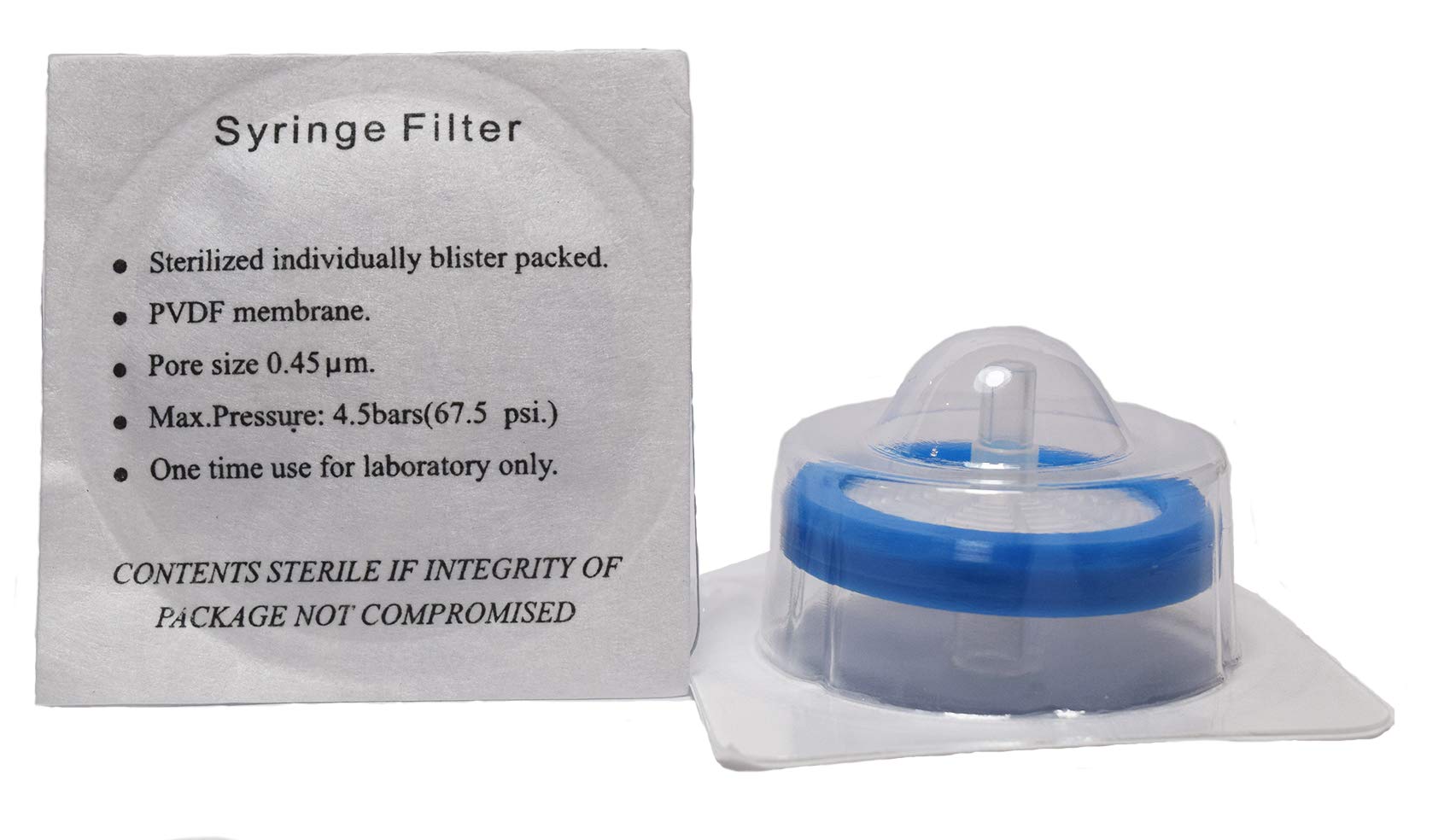 ADVANGENE Syringe Filter Sterile, PVDF, 0.45micron 30mm, blue (30/pk)