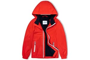 PAMLULU Boys Grisl Kids Softshell Jacket With Hood Lightweight Waterproof Warm Raincoats Fleece Lined Windbreakers for Kids
