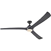 Westinghouse Techno II 72-Inch Indoor DC Motor Ceiling Fan with Dimmable LED Light Kit, Black
