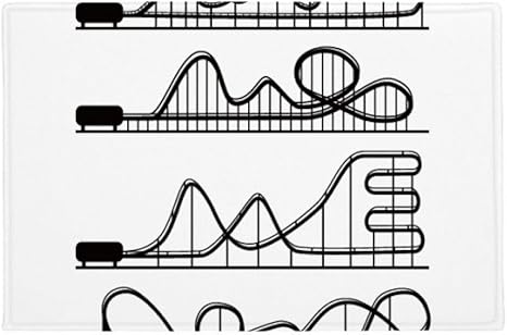 Amazon 遊園地のジェットコースターのシルエットブラック アンチスリップマット浴室床カーペットをリビングルーム キッチン扉16 X 30とquot Quot ギフト 玄関マット オンライン通販
