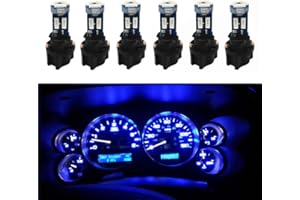 WLJH Super Bright T5 74 27 37 73 Led Bulb Light with PC74 Twist Sockets for Automotive Dash Instrument Panel Cluster Warning Indicator Backlighting Bulbs Blue,Pack of 6
