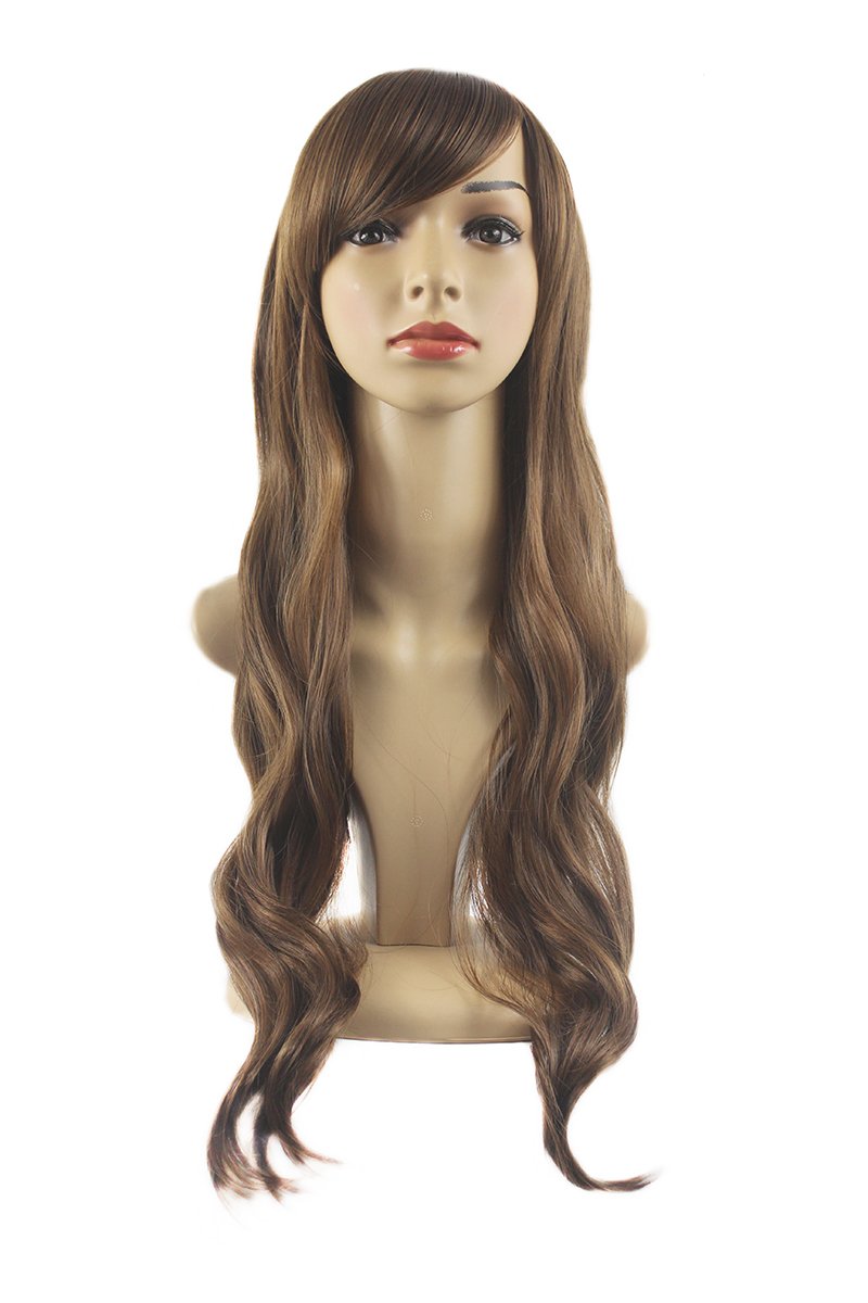 Xiaoyu 21"68(cm) Fashion Oblique Bangs Women Long Curly Hair - Light Brown