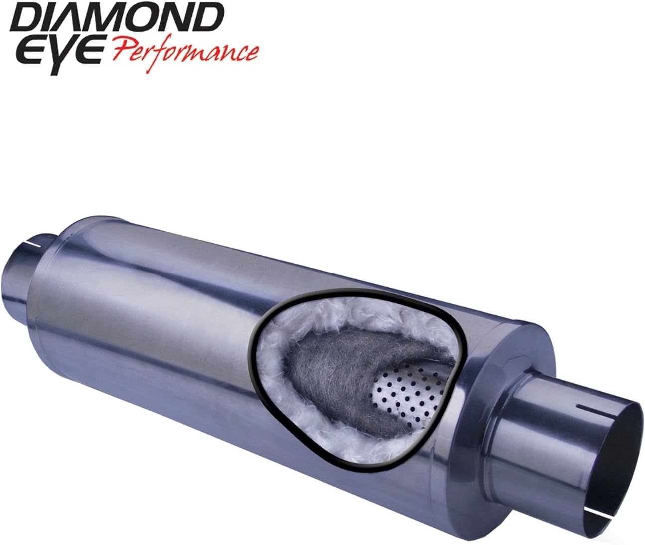Diamond Eye Performance 560031 Performance Perforated Packed Muffler; 5 in. Inlet/Outlet; Center/Center; 30 in. Length; 409 Stainless Steel;