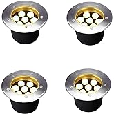 GOCuces Outdoor Landscape Lights 7W,High Voltage 110V 120V,Waterproof Underground Light,Warm White 3000K,LED Ground Well Ligh