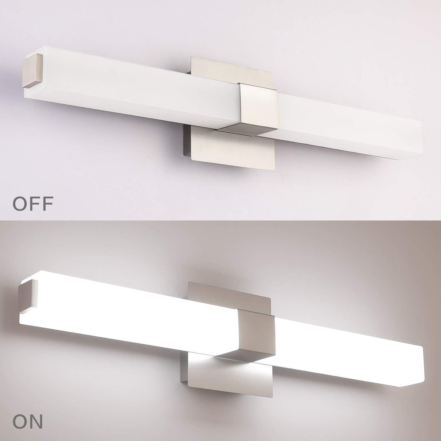 ZUZITO LED Vanity Light 24.2" Frosted White Acrylic Brushed Nickel for Bathroom Vanity Lighting Fixtures Cool White 6000K - - 