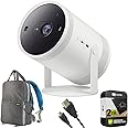 Samsung SP-LFF3CLAXXZA The Freestyle Projector 2nd Gen with Gaming Hub Bundle with Backpack for Mirrorless and DSLR Cameras + 6 Feet Micro-HDMI to HDMI A/V Cable + 2 Year CPS Enhanced Protection Pack