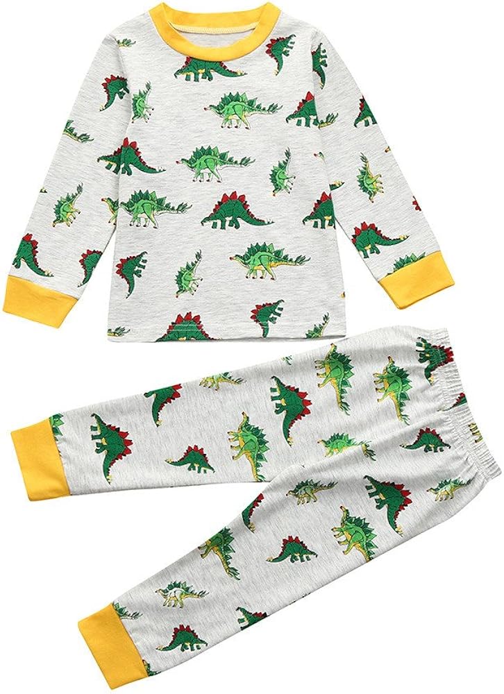 Kids Toddler Baby Girls & Boys Cartoon Printed Dinosaurs Pajamas Set